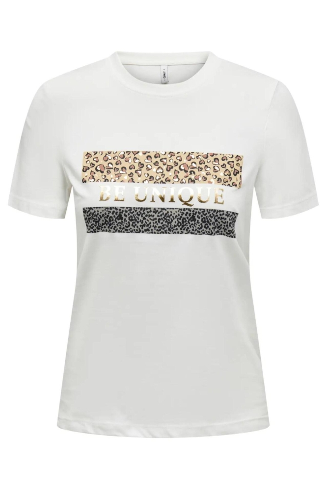 ONLTANYA LIFE REG S/S LEO PRINT TOP 15355699 CLOUD DANCER/UNIQUE